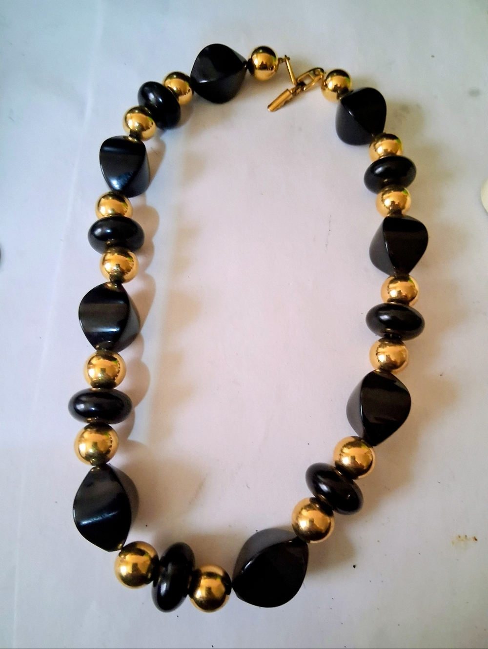 Vintage Napier 1970s Black Gold Necklace